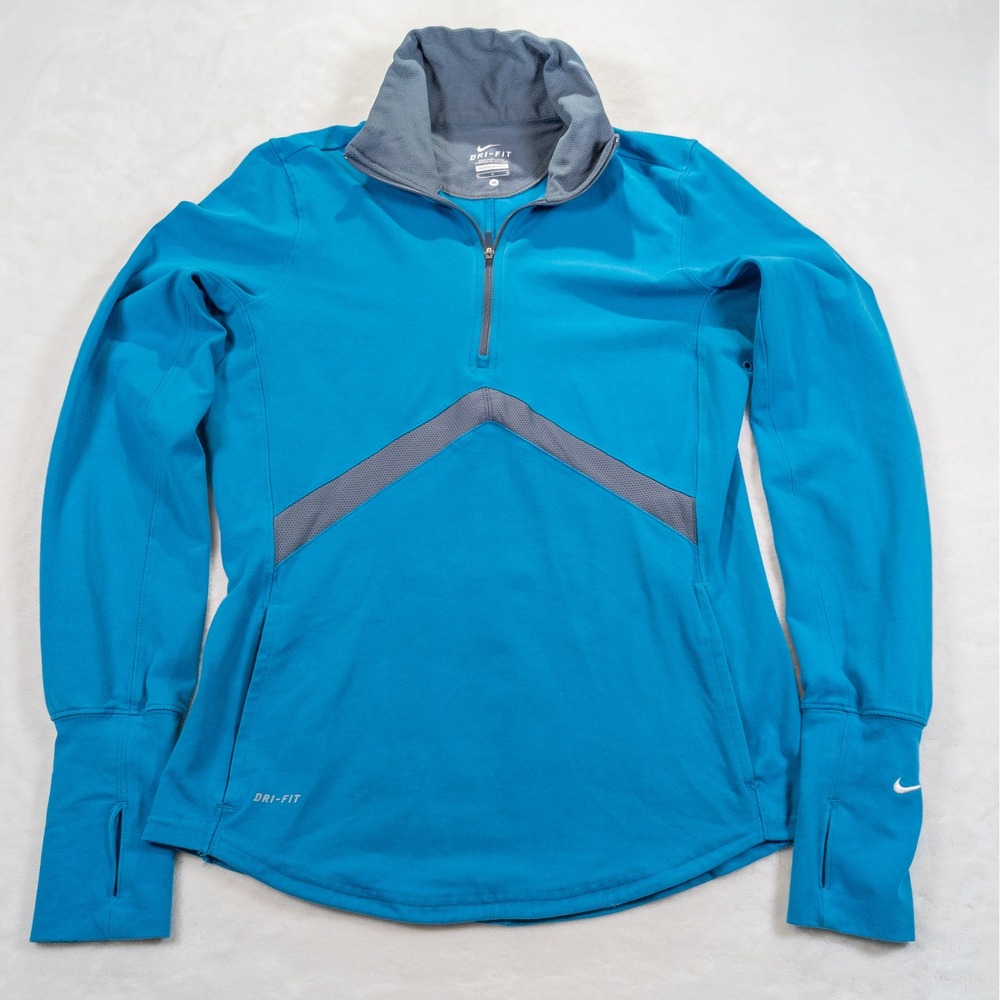 Nike Quarter Zip Sweatshirt Women M Blue Dri-FIT Activewear Athleisure Gorpcore